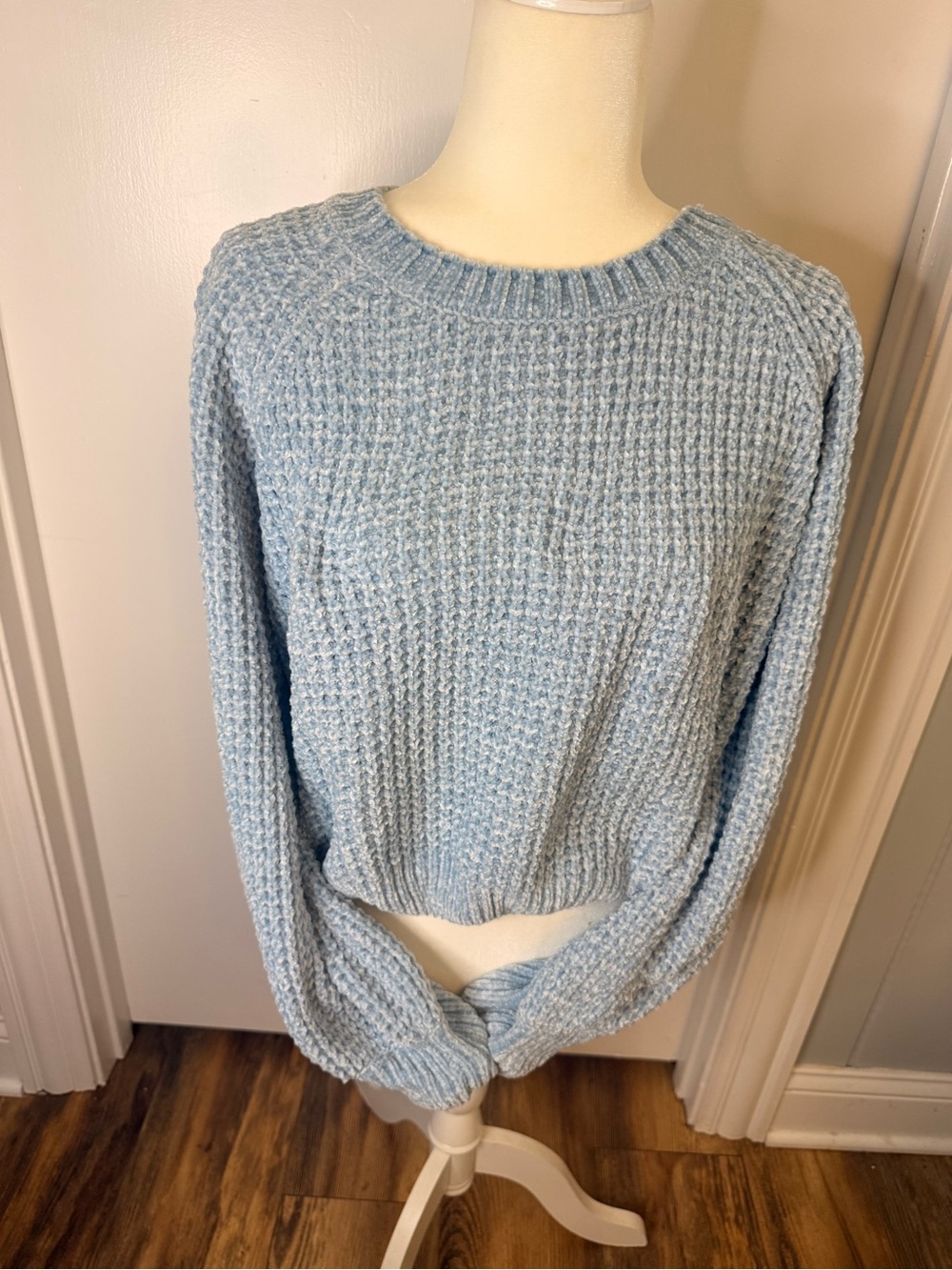Cozy Light Blue Knit Crewneck Sweater